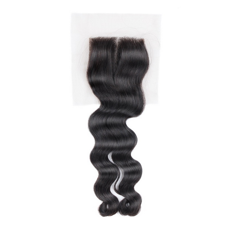 Stema Hair 4x4 Medium Brown Lace Closure Loose Wave Virgin Hair